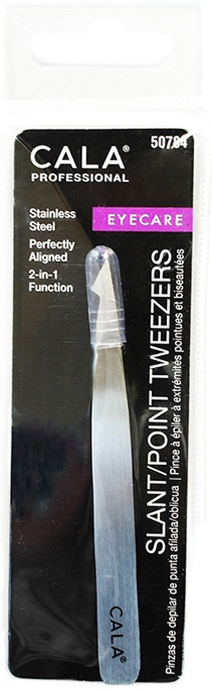 CALA PROFESSIONAL Stainless Steel Slanted / Point Tip Tweezers - ADDROS.COM